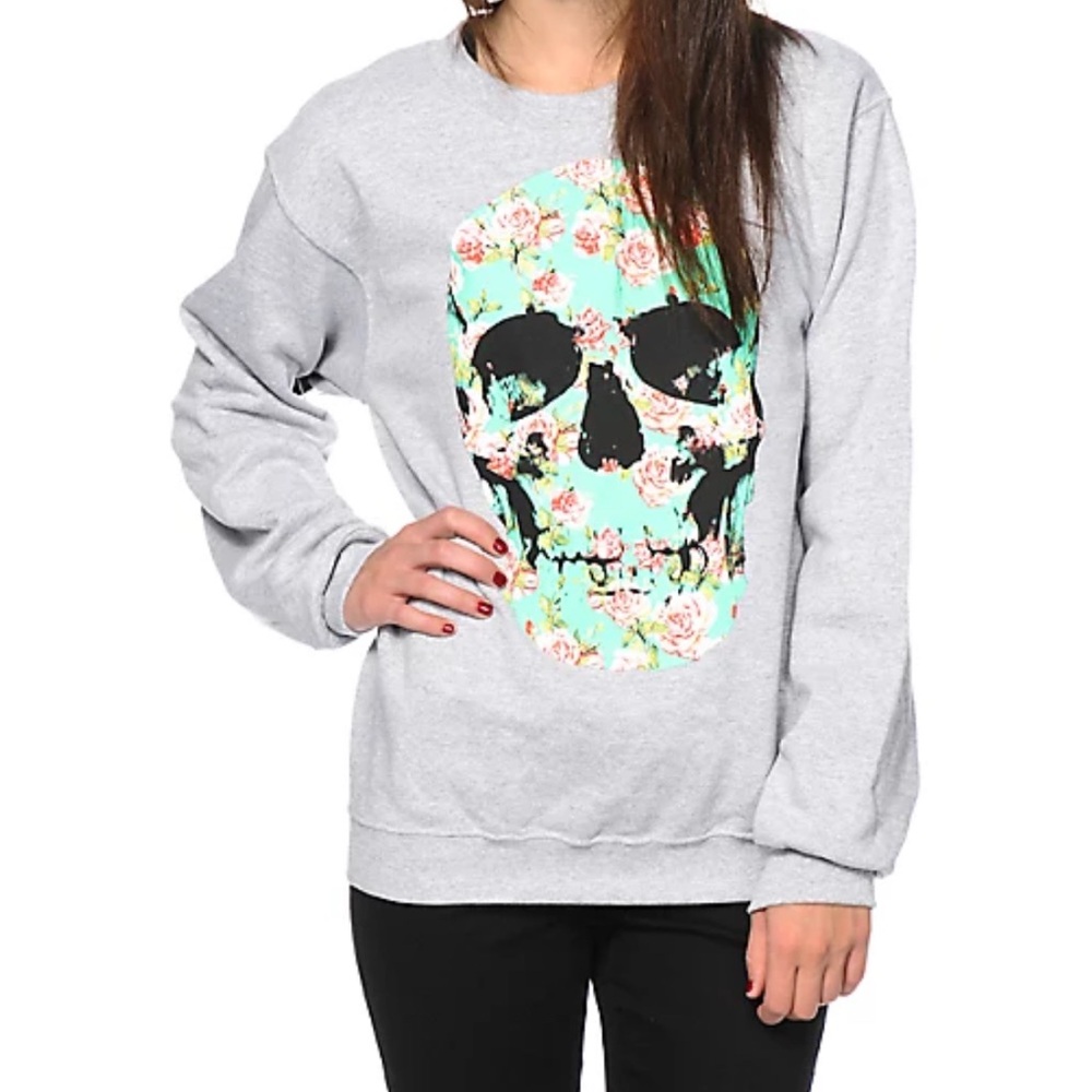 Floral Skull Graphic Sweatshirt